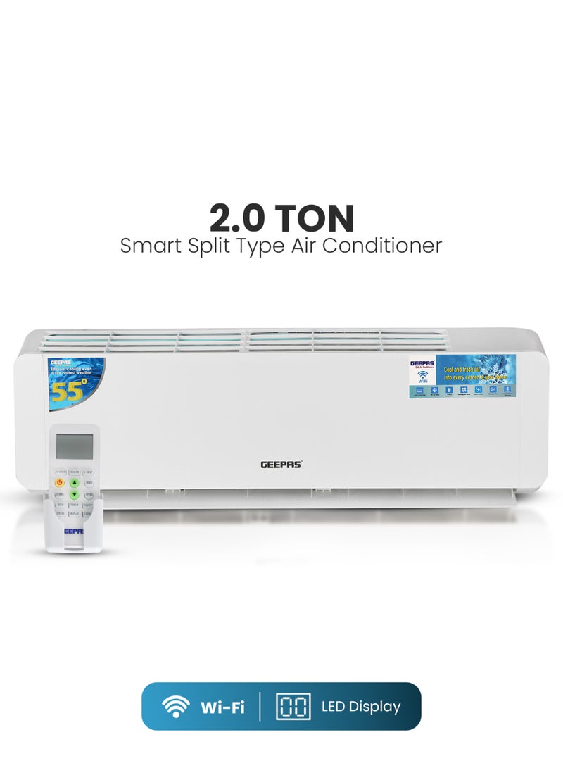 GEEPAS 2.0 Ton Split Type Air Conditioner LED Display Auto Restart, Energy-Saving, Strong Airflow, Modern Design 3120 W GACS2425CUE white - Image 1