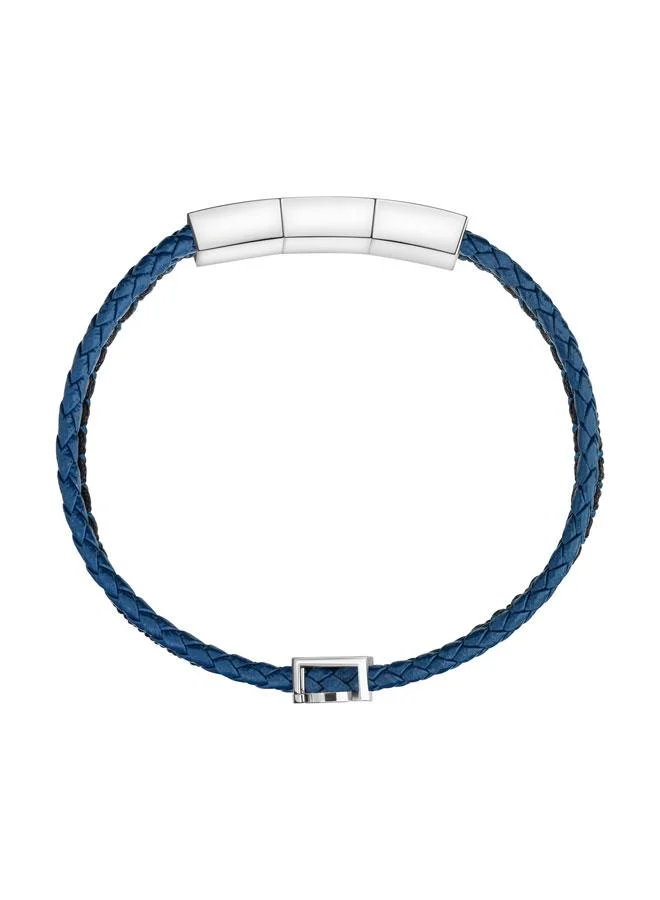 Saint Honore Paris Logo Blue Macramé Braided Leather Bracelet for Men