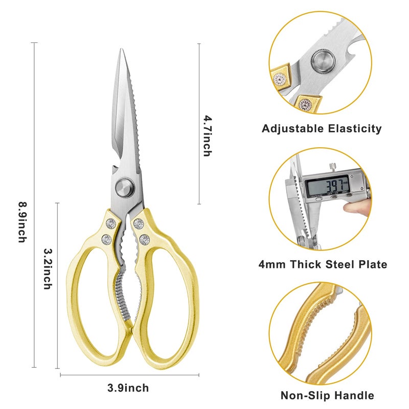 AWinjoy Heavy Duty Sharp Kitchen Scissors, Dishwasher Safe, Cooking Shears for Meat, Chicken, Fish, Poultry, Herb, Bread (Purple) - Image 2