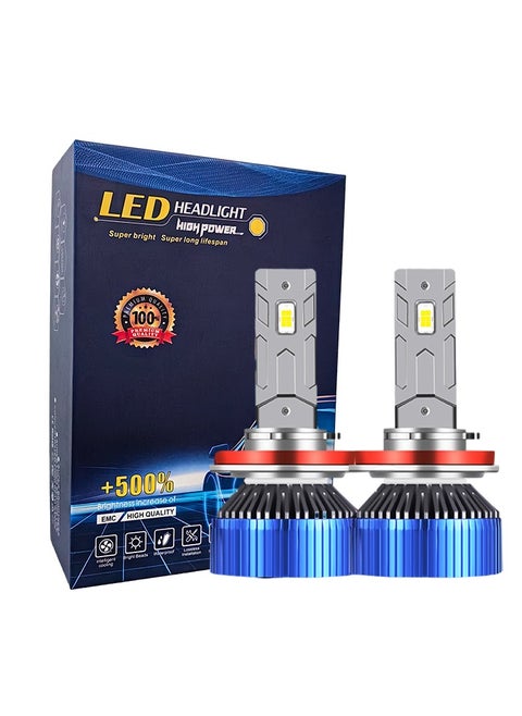 2Pcs H11/H9/H8 LED Headlight Bulbs 120W 13800 Lumens 500% Brighter 6500K Cool White IP68 Waterproof