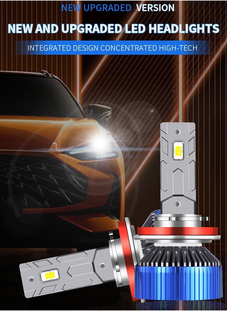 2Pcs H11/H9/H8 LED Headlight Bulbs 120W 13800 Lumens 500% Brighter 6500K Cool White IP68 Waterproof