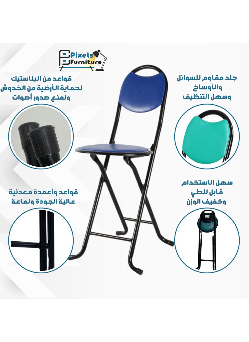 بكسل للأثاث كرسي الصلاة من بكسل الأثاث قابل للطي وسهل الاستخدام والتنقل , باللون الأزرق  - Image 3