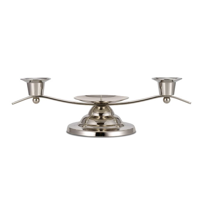 METAL UNITY CANDLE HOLDERS 3 ARM IRON SCROLL CANDLESTICK HOLDERS FOR WEDDINGS SHINY SILVER 11 X 43 X 31