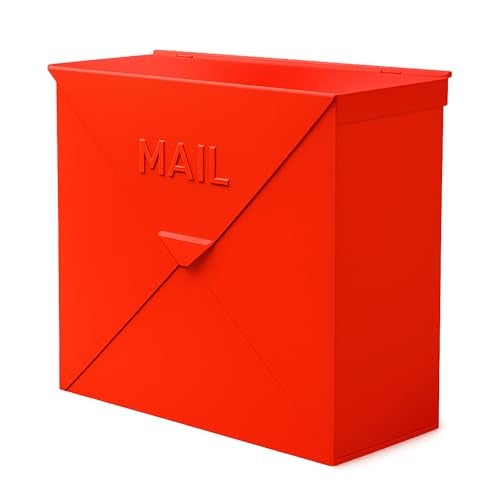 NACH Mailboxes for Outside Wall Mount, 10 x 10 x 4 inch Red Mail Boxes for House Outside, Waterproof Mailboxes for Outside - Chicago Style Mail Box - Image 1