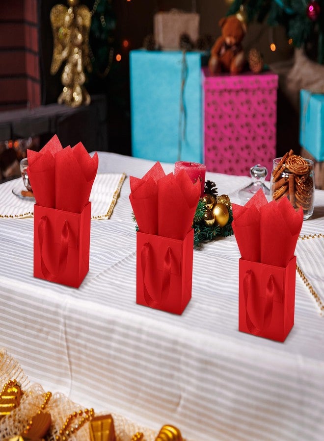 Tenare 12 Pcs Small Gift Bags Mini Paper Bags Bulk Tiny with Handle Tissue for Jewelry Gift Wrapping Father's Day Birthday Grad Graduation Party Supply(7 * 4 * 9inch,Red - Image 5