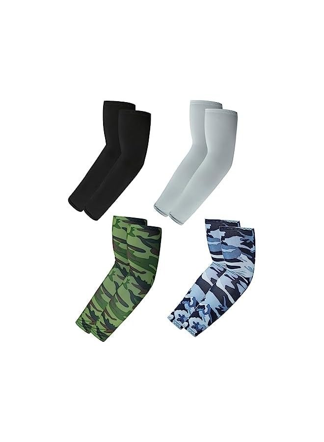 PROMASS 4Pairs of Men and Women Sunscreen Arm Sleeves Ice Silk Sunscreen Tattoo Cover UV Sunscreen Compression Cooling Cover Suitable for Driving Golf Fishing Cycling Hiking Doing Sports, 38 - Image 1