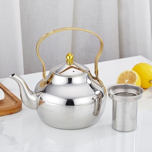 SANQIAHOME 13 Quart Stainless Steel Teapot With InfuserTea Kettle For Stove Top Minimalist Style - Image 3