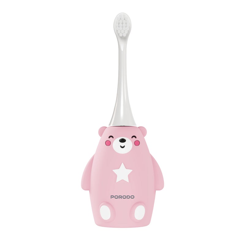 porodo Kids' Electric Silicone Toothbrush with Soft Bristles, 2 Brushing Modes, IPX7 Waterproof, Rechargeable 450mAh, Extra U-Shaped Head, TOTLO Girls tooshbrush - Image 1