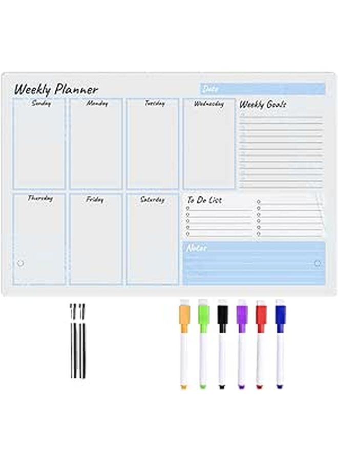 Acrylic Desktop Whiteboard Memo Board with 6 Markers 2 Push Pins Dry Erase Office Weekly Planner - Image 1