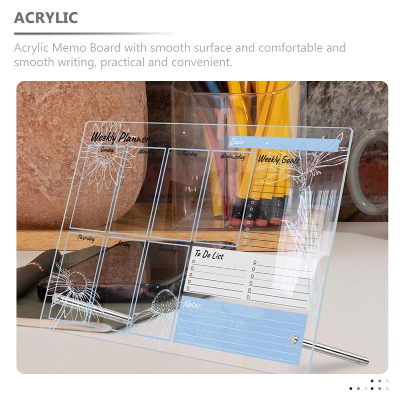 Acrylic Desktop Whiteboard Memo Board with 6 Markers 2 Push Pins Dry Erase Office Weekly Planner - Image 4