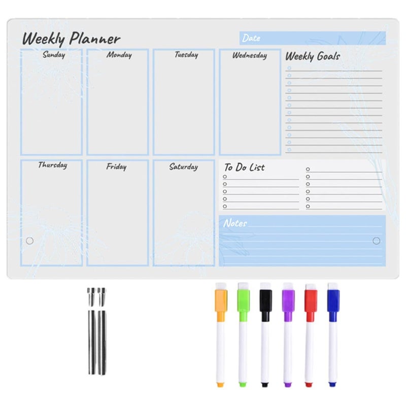 Acrylic Desktop Whiteboard Memo Board with 6 Markers 2 Push Pins Dry Erase Office Weekly Planner - Image 2