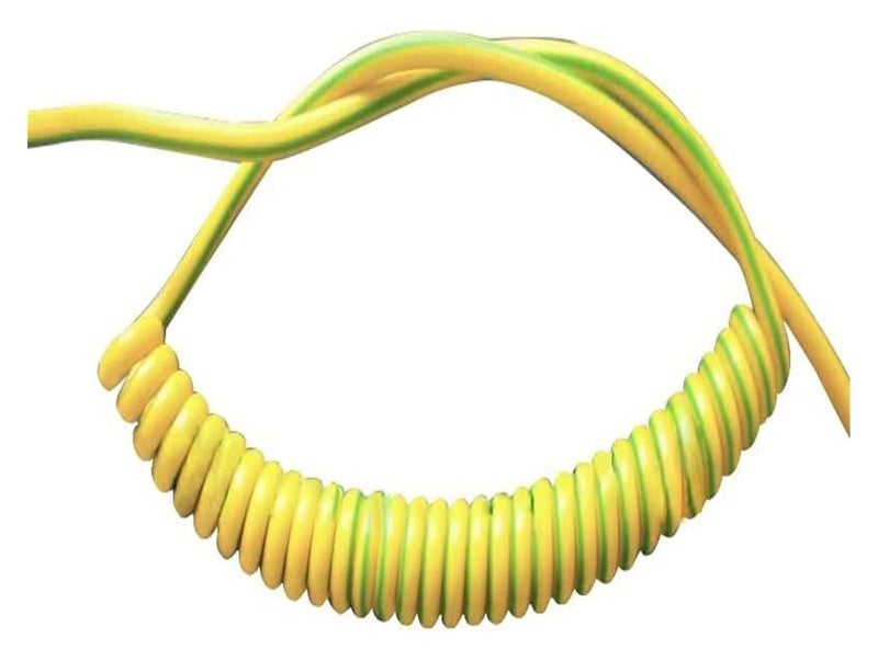 Spiral Cable, Spring Spiral Cable Yellow-Green Ground Wire Single Core 20/18/17/15/13/11/9/7AWG Shrinkable Copper Telescopic - Image 1