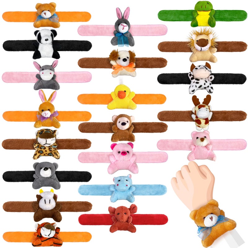 XIPEGPA 20 PCS Stuffed Animal Slap Bracelets Plush Slap Bracelets Toy Bulk for Boys Girls Birthday Gifts Classroom Rewards Party Favors Modern - Image 3