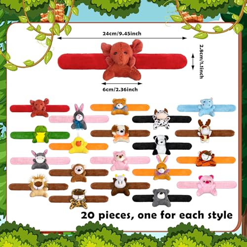 XIPEGPA 20 PCS Stuffed Animal Slap Bracelets Plush Slap Bracelets Toy Bulk for Boys Girls Birthday Gifts Classroom Rewards Party Favors Modern - Image 5