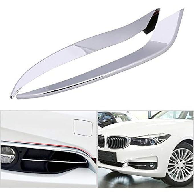 POENVFPO 2Pcs Chrome Car Accessories Exterior Front Fog Light Strips Fog Lamp Eyelid Cover Strip Trim for 3 SERIES GT F34 2013 2014 2015 2016 2017 - Image 5