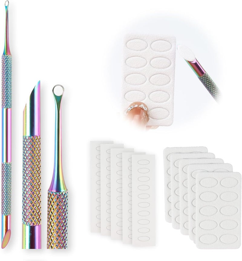 PreTreatment Cuticle Pusher Dual Ended Cuticle Remover Russian Prep Nail Pushers 100180 Grit Sandpaper Sheets 10 Tablets for Fingernails Toenails Manicure Pedicure Nail Art Care Tools