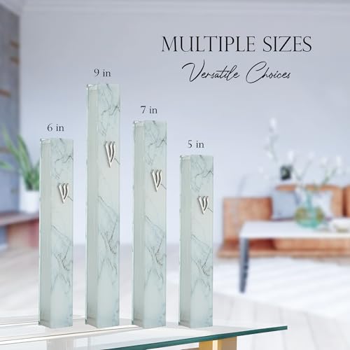 A&S Mezuzot Modern Glass Mezuzah Case For Door With Non-Kosher Scroll Shatterd Glass Design Waterproof Mezuza Cover Home Blessing and Protection - Image 4