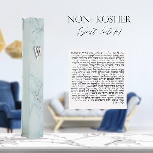 A&S Mezuzot Modern Glass Mezuzah Case For Door With Non-Kosher Scroll Shatterd Glass Design Waterproof Mezuza Cover Home Blessing and Protection - Image 2