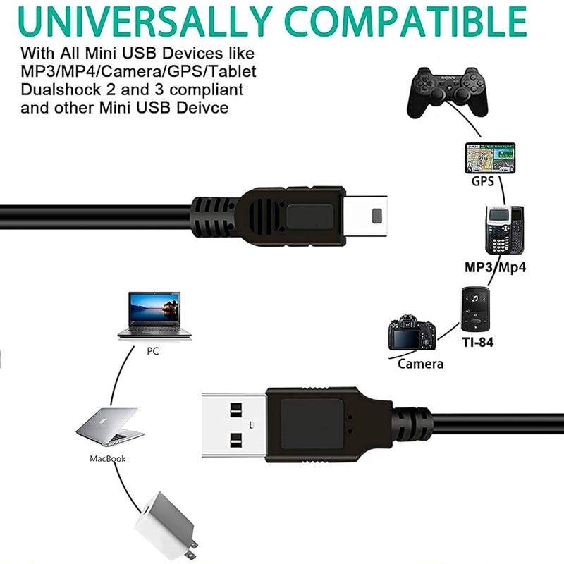 Storite حزمة 2 كابل USB 2.0 A إلى Mini 5 دبوس B بطول 35 سم للأقراص الصلبة الخارجية / الكاميرات / قارئات البطاقات، أسود - Image 3
