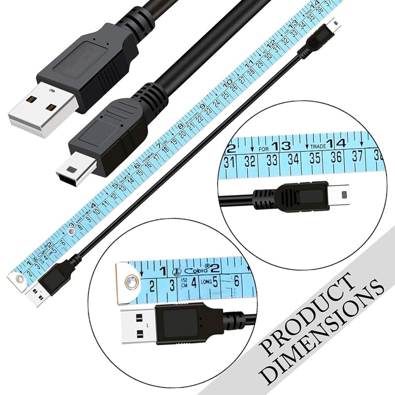 Storite حزمة 2 كابل USB 2.0 A إلى Mini 5 دبوس B بطول 35 سم للأقراص الصلبة الخارجية / الكاميرات / قارئات البطاقات، أسود - Image 2