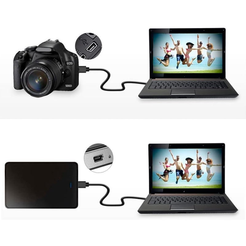 Storite حزمة 2 كابل USB 2.0 A إلى Mini 5 دبوس B بطول 35 سم للأقراص الصلبة الخارجية / الكاميرات / قارئات البطاقات، أسود - Image 5