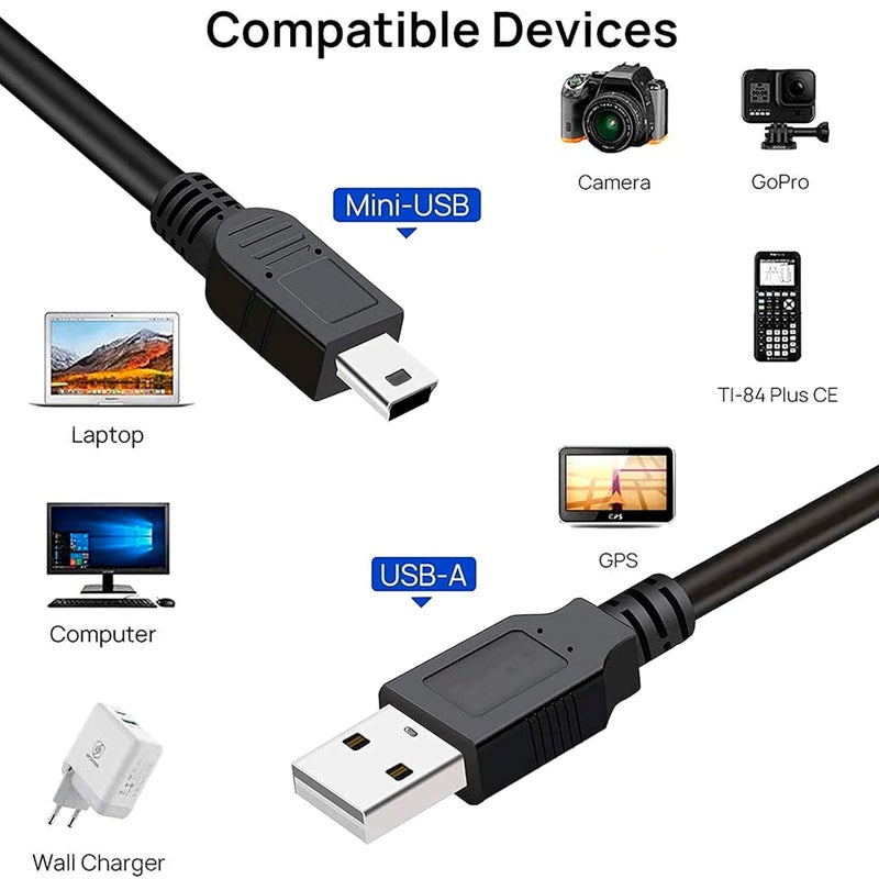 Storite حزمة 2 كابل USB 2.0 A إلى Mini 5 دبوس B بطول 35 سم للأقراص الصلبة الخارجية / الكاميرات / قارئات البطاقات، أسود - Image 4