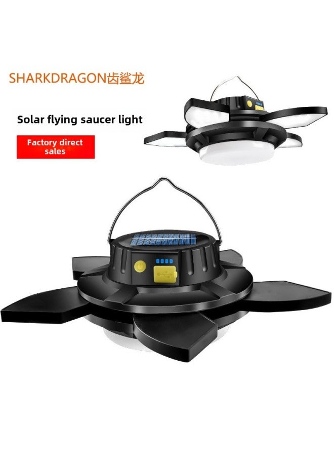 Generic Solar Emergency Light Rotating Outdoor Camping Stall Night Market Light USB Rechargeable Camping Light-Color:2000 MA Frisbee Emergency Light  - Image 1