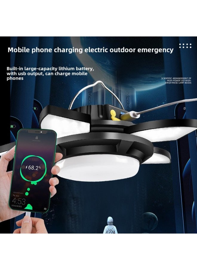 Generic Solar Emergency Light Rotating Outdoor Camping Stall Night Market Light USB Rechargeable Camping Light-Color:2000 MA Frisbee Emergency Light  - Image 4