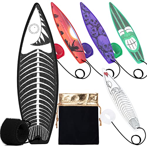 JUNIQUTE Juni QUTE Finger SurfboardMini Surfboard for Kids and Surfers with Eyecatching Graphic Design and Receive Bag 5 PCS RedGreenBlackWhitePurple - Image 1
