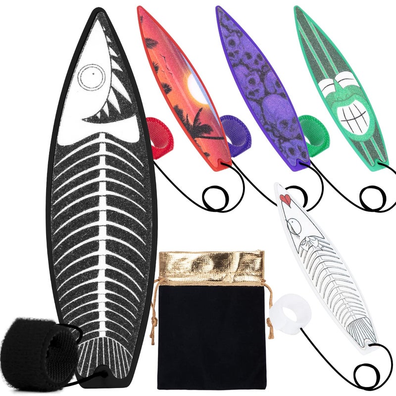 JUNIQUTE Juni QUTE Finger SurfboardMini Surfboard for Kids and Surfers with Eyecatching Graphic Design and Receive Bag 5 PCS RedGreenBlackWhitePurple - Image 2