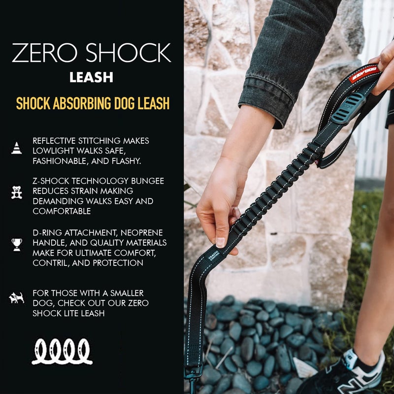 EzyDog Zero Shock Dog Leash - Shock Absorbing Bungee Leash for Dogs That Pull or Excite - Dual Handle and Reflective for Large, Medium, or Small Dogs (48-inch, Black) - Image 2
