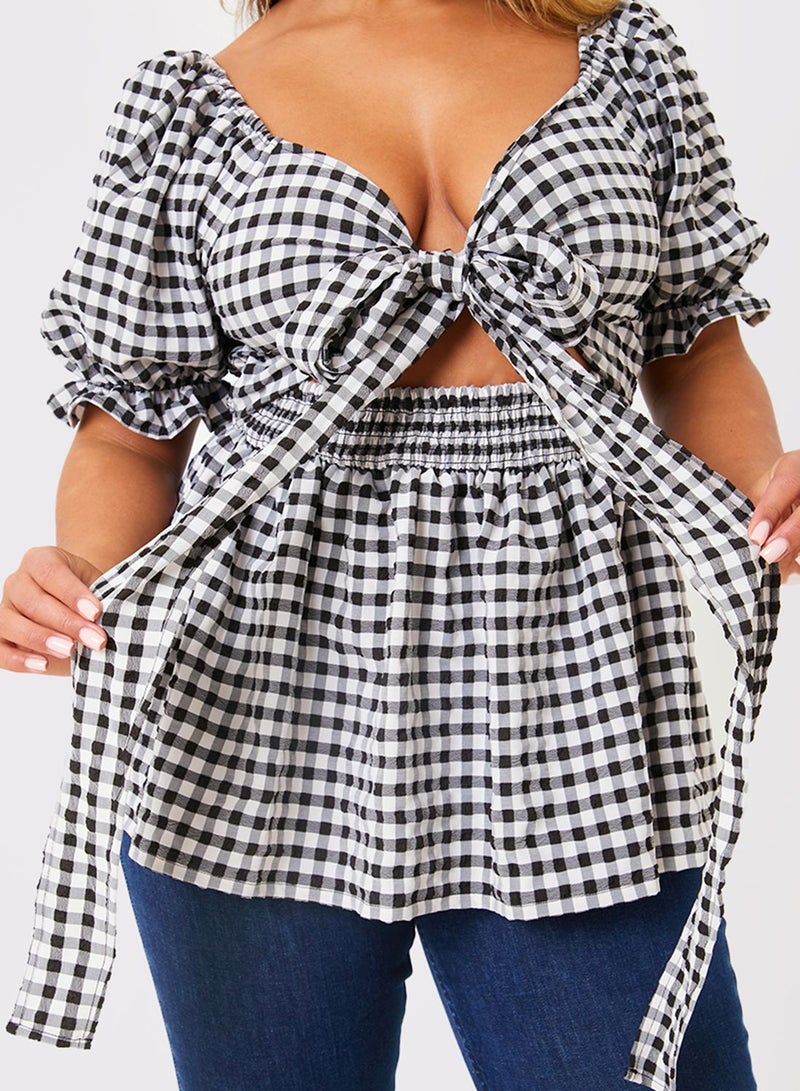 In the style Tie Detail Puff Sleeve Top  - Image 3