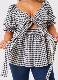 In the style Tie Detail Puff Sleeve Top  - Image 3