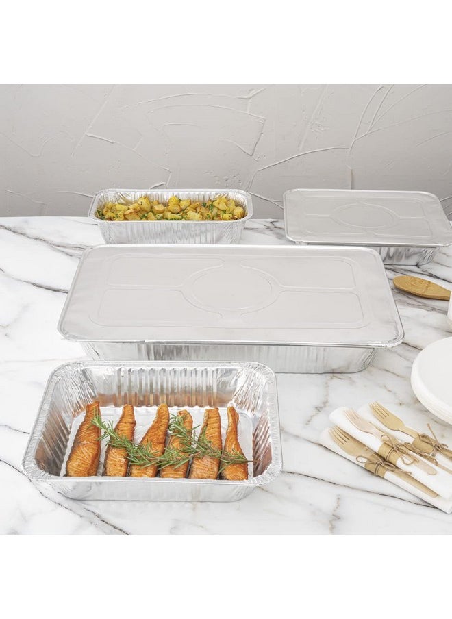 Restaurantware Restaurantware LIDS ONLY: Foil Lux Foil Pan Lids, 25 Oven-Ready Foil Tray Lids -Fits Full-Size Steam Table Lids, Freezable, Silver Aluminum DisposableTurkey Pan Lids, Pans Sold Separately  - Image 5