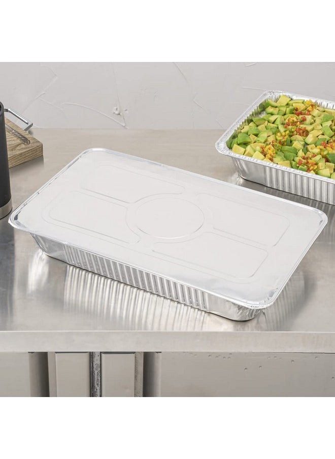 Restaurantware Restaurantware LIDS ONLY: Foil Lux Foil Pan Lids, 25 Oven-Ready Foil Tray Lids -Fits Full-Size Steam Table Lids, Freezable, Silver Aluminum DisposableTurkey Pan Lids, Pans Sold Separately  - Image 4