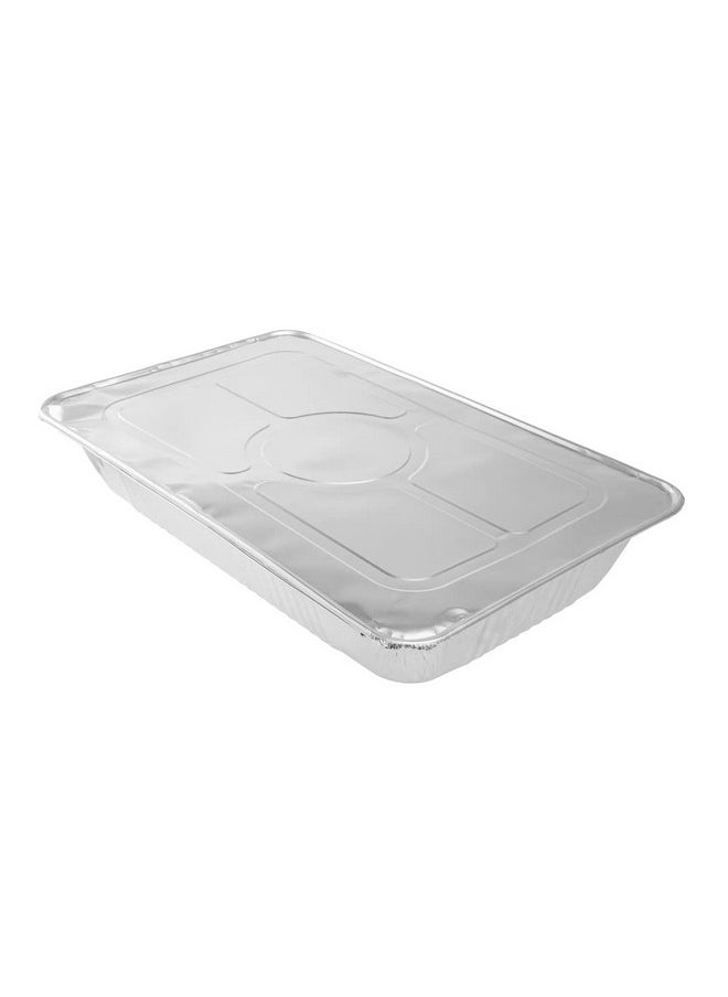 Restaurantware Restaurantware LIDS ONLY: Foil Lux Foil Pan Lids, 25 Oven-Ready Foil Tray Lids -Fits Full-Size Steam Table Lids, Freezable, Silver Aluminum DisposableTurkey Pan Lids, Pans Sold Separately  - Image 2