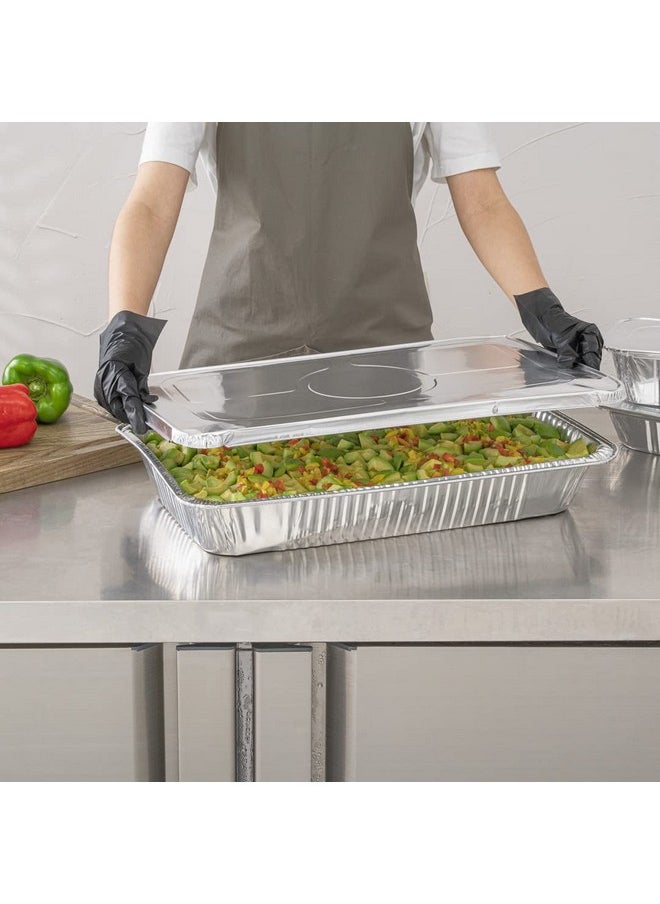 Restaurantware Restaurantware LIDS ONLY: Foil Lux Foil Pan Lids, 25 Oven-Ready Foil Tray Lids -Fits Full-Size Steam Table Lids, Freezable, Silver Aluminum DisposableTurkey Pan Lids, Pans Sold Separately  - Image 3