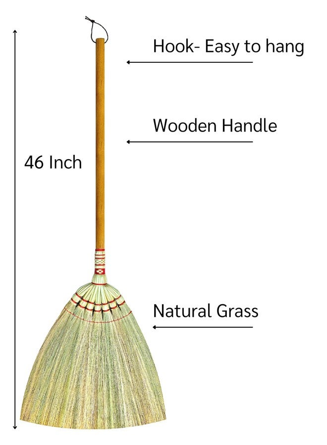 AW BROOMS Asian Broom 46 inch - Straw Soft Sweep - Long Handle for Cleaning, Decoration, Wedding-Natural Whisk for House, Garage, Office,Kitchen - Indoor Grass Broom - Image 3