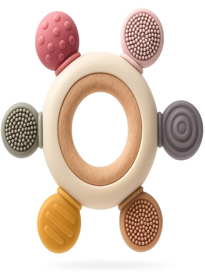 KRYLOPS Montessori Baby Teething Toys - Sensory Chew Rattle for Infants 0-18 Months, Developmental Teether Toys, Perfect Shower Gift for Boys & Girls, Round Design - Image 1