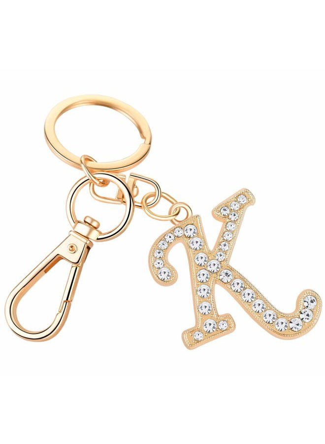AlphaAcc Keychain for Women Purse Charms for Handbags Crystal Alphabet Initial Letter Pendant with Key Ring,Letter K, Letter:k, L - Image 1