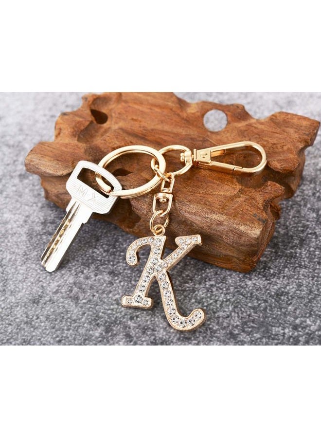 AlphaAcc Keychain for Women Purse Charms for Handbags Crystal Alphabet Initial Letter Pendant with Key Ring,Letter K, Letter:k, L - Image 2