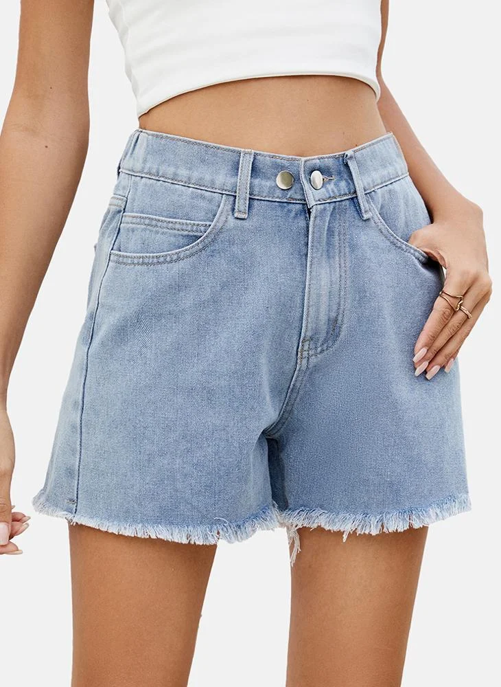 يونيكي Blue Mid Rise Plain Regular Fit Shorts