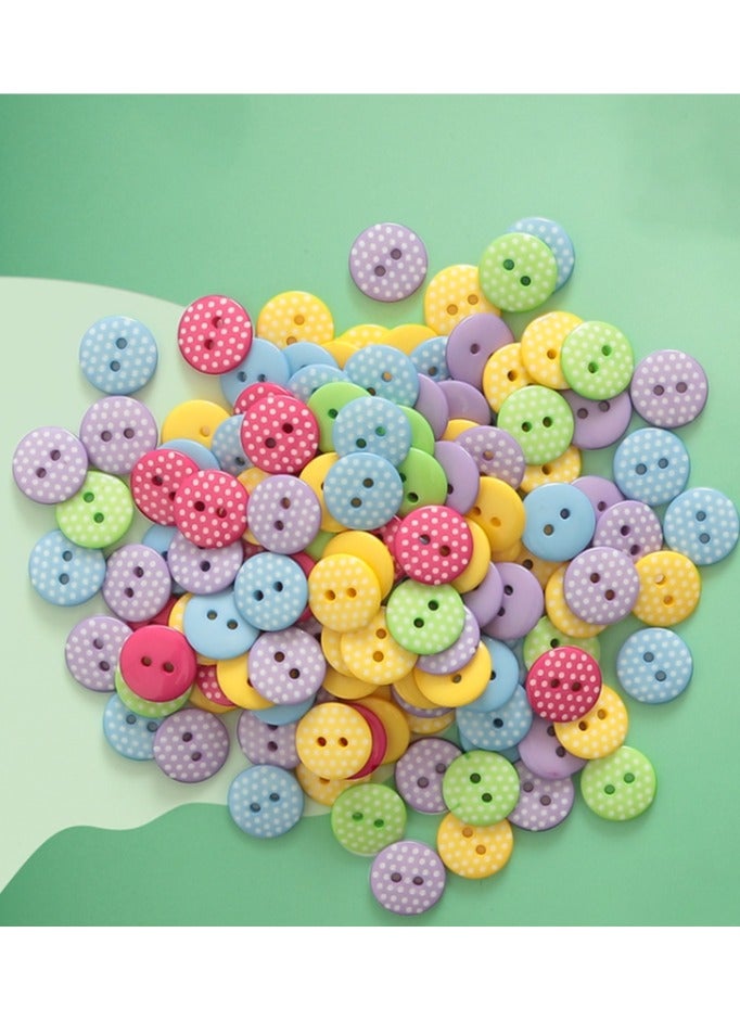 OASIS-TH 50 PCS DIY Botton Resin Button Round Craft for Sewing DIY Crafts Children's Manual Button Painting, DIY Handmade Ornament Assorted Color 1.5CM - Image 1