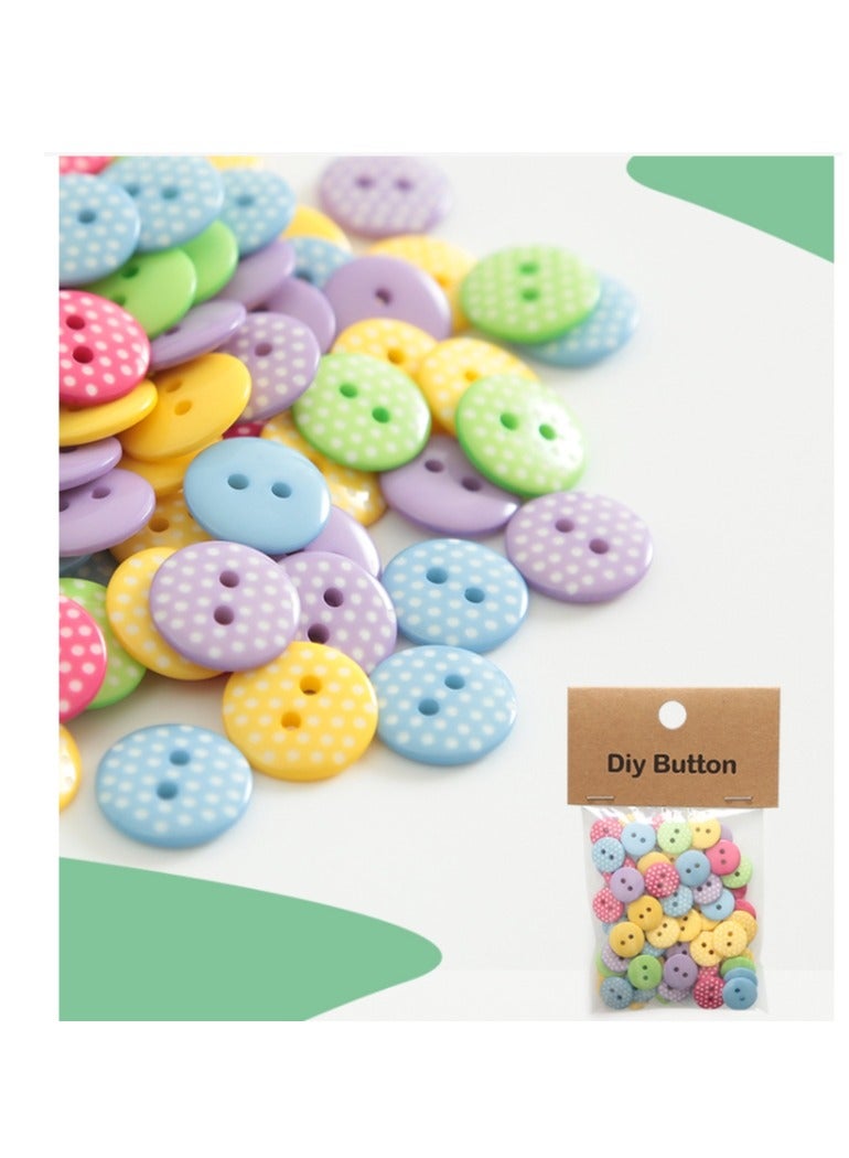 OASIS-TH 50 PCS DIY Botton Resin Button Round Craft for Sewing DIY Crafts Children's Manual Button Painting, DIY Handmade Ornament Assorted Color 1.5CM - Image 2