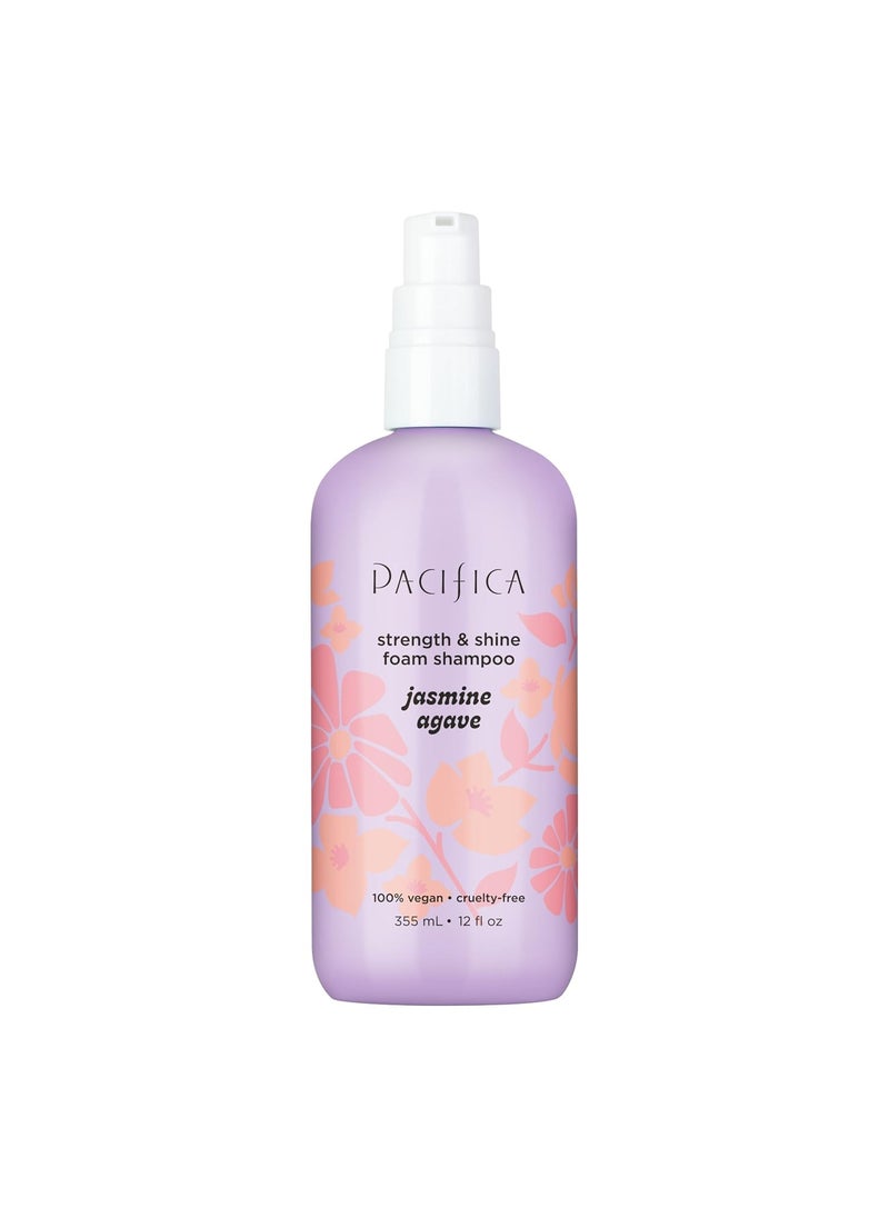Pacifica Pacifica Shampoo - Jasmine Agave Strength & Shine Foaming Shampoo, Haircare, Intense Moisture, Safe for Colored Hair, For All, Dull, Dry, Weak Hair Types, Clean Hair Care, Vegan, 12 fl oz 