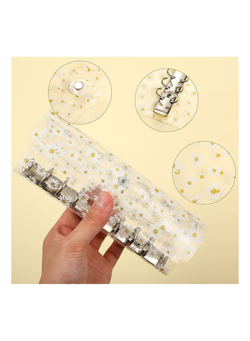 SOLARAE A6 PVC Budget Binder with 45 Blank Inner Pages,  Round Ring Notebook Cover, Includes 1 Zipper Pocket for Cards and Cash, Perfect for Money Saving with Daisy Pendant. - Image 2