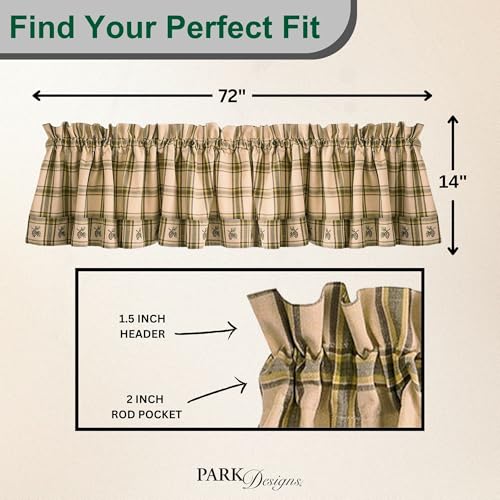 Park Designs Farmhouse Kitchen Valances for Windows - Plaid Pine Lodge | Fall Decor Window Valance Curtains | Plaid Curtain Valances for Windows | Boho Living Rooms & Bathrooms | 72" x 14" - Image 3