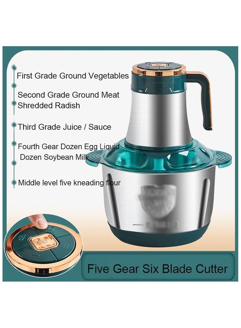 DubaiGallery Meat Mincers, 5 L Stainless Steel Food Processor, Chopper for Meat, Sauces, Vegetables, Fruits and Nuts, 5 Adjustable Speeds - Image 4