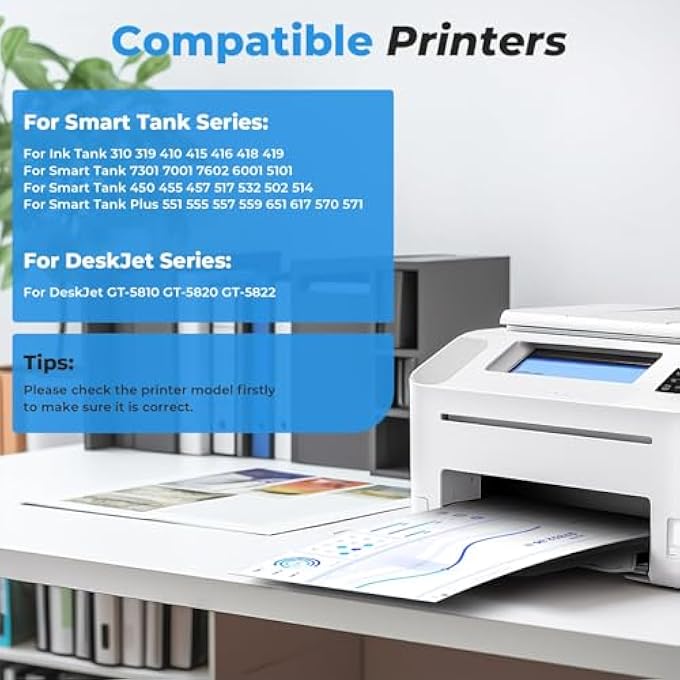 مجموعة زجاجات حبر 31 32، متوافقة مع إعادة تعبئة حبر HP 31 32 البديلة لطابعات HP سمارت تانك 7602 7301 7001 5101 5000 6001 5102 7002 بالإضافة إلى 651 551 455 457 450 (1BK/1C/1M/1Y) 4 عبوات - Image 3