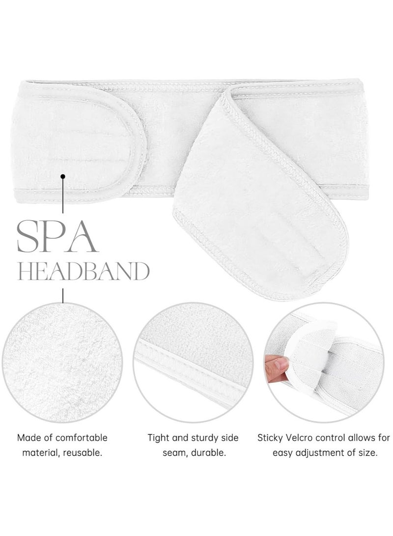 MarlaMall 3 Pack Spa Headband, Adjustableacial spa facial headband,Terry Cloth Stretch Hair Wrap with Magic Tape for Spa, Makeup, Shower & Sports - Image 3
